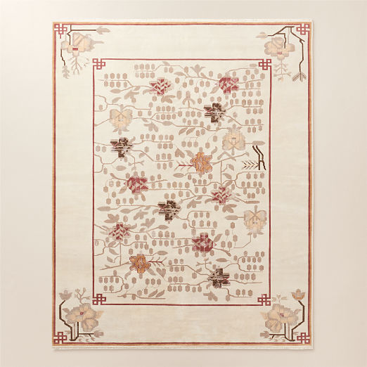 Fiora Hand-Knotted Distressed Warm White New Zealand Wool Area Rug 13'x18'