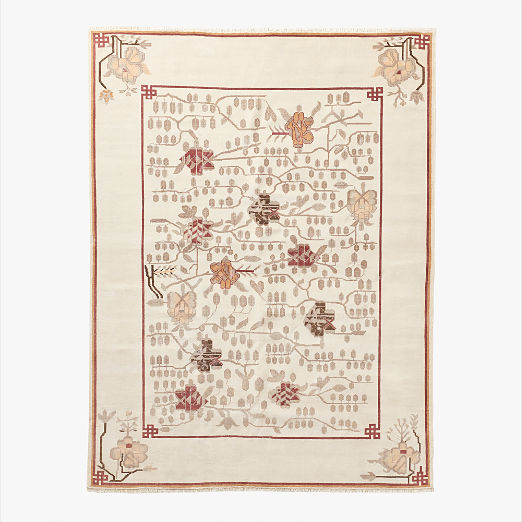 Fiora Hand-Knotted Warm White New Zealand Wool Area Rug 9'x12'