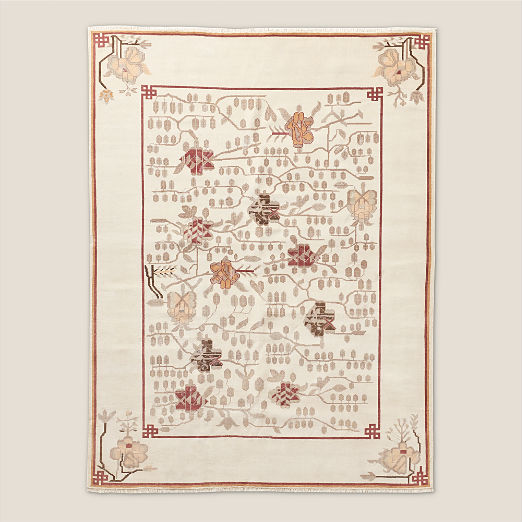 Fiora Hand-Knotted Distressed Warm White New Zealand Wool Area Rug 9'x12'