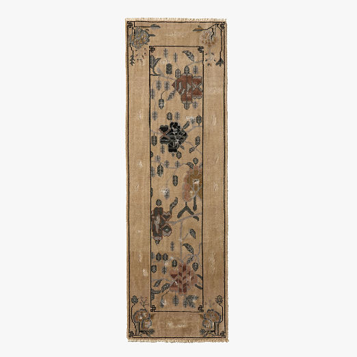 Fiora Hand-Knotted Light Brown New Zealand Wool Runner Rug 2.5'x8'