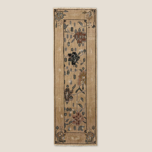 Fiora Hand-Knotted Light Brown New Zealand Wool Runner Rug 2.5'x8'