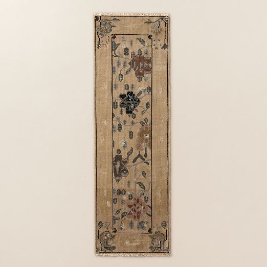 Fiora Hand-Knotted Light Brown New Zealand Wool Runner Rug 2.5'x8'