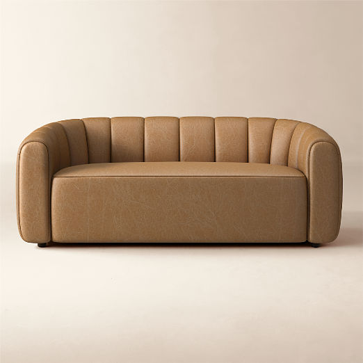 Fitz 72.5" Leather Loveseat Bello Saddle