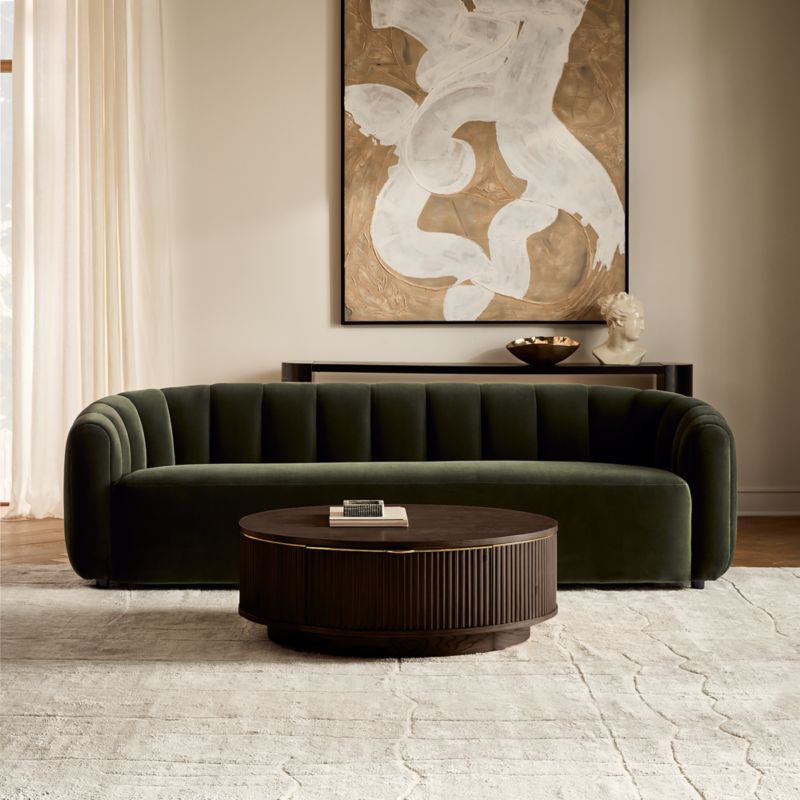 Davison 40" Round Fluted Dark Oak Coffee Table - image 2 of 8