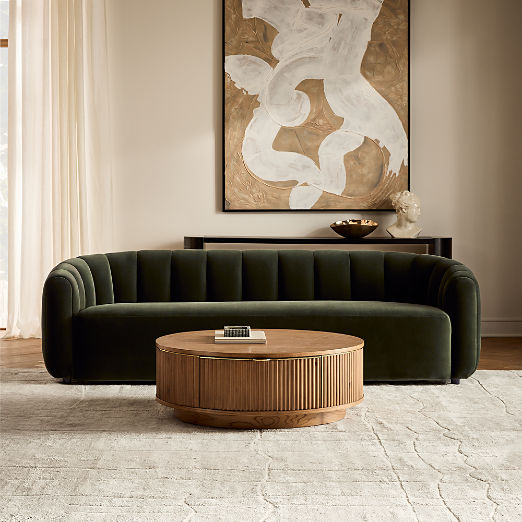 Fitz 97.5" Channeled Green Velvet Sofa