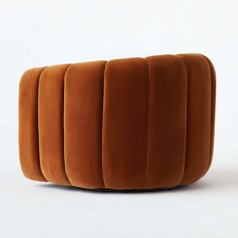 Fitz Channeled Russet Velvet Swivel Chair - image 7 of 15