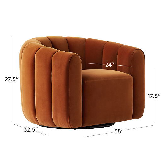 Fitz Channeled Russet Velvet Swivel Chair