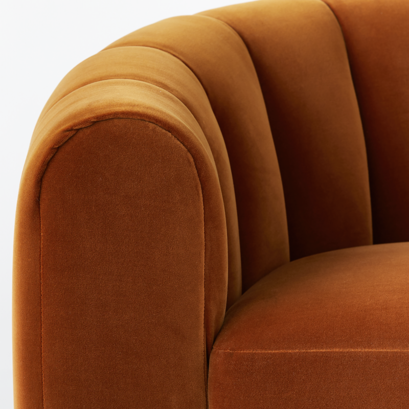 Fitz Channeled Russet Velvet Swivel Chair - image 8 of 15