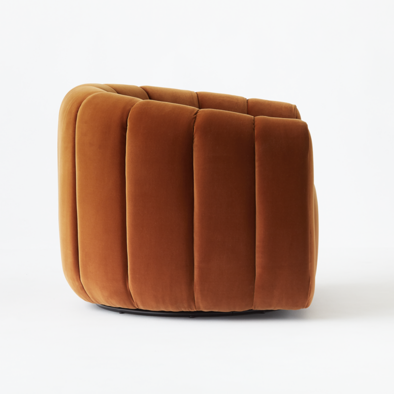 Fitz Channeled Russet Velvet Swivel Chair - image 6 of 15