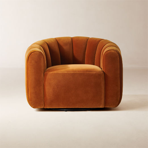 Fitz Channeled Russet Velvet Swivel Chair