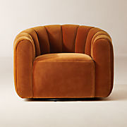Yarrow Camel Woven Fabric Swivel Chair