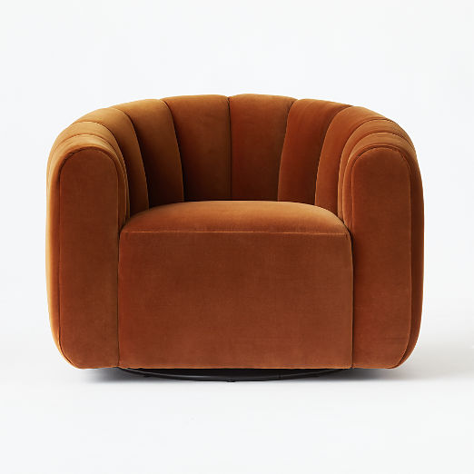 Fitz Channeled Russet Velvet Swivel Chair