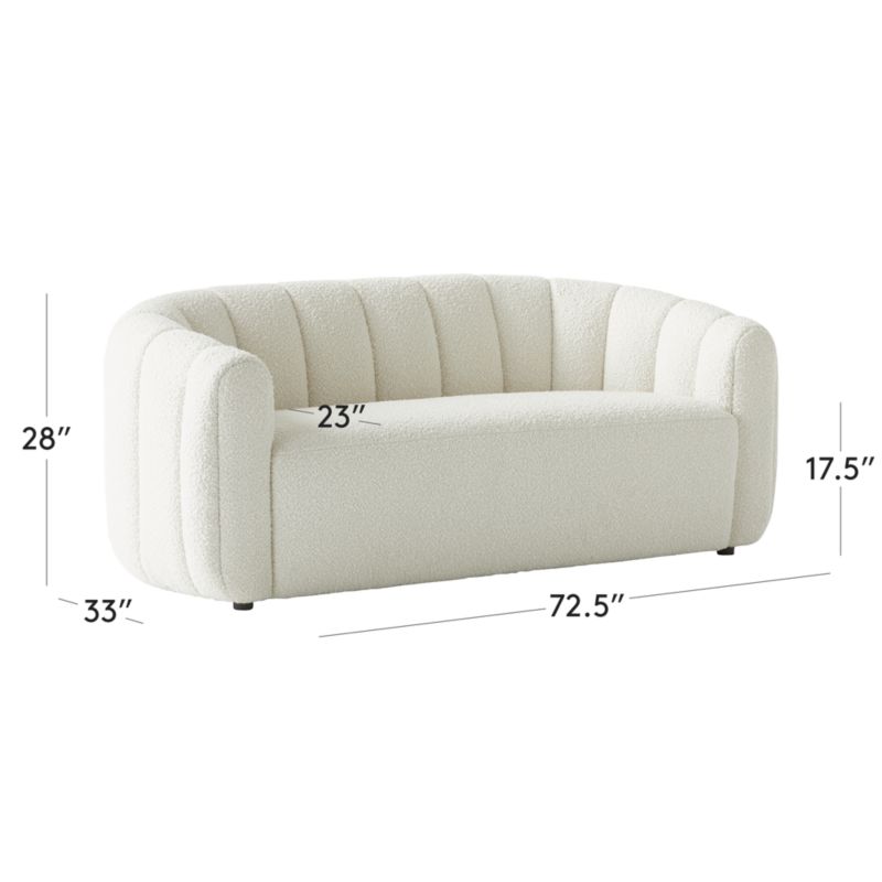 View Fitz 72.5" Channeled White Boucle Loveseat - image 2 of 10