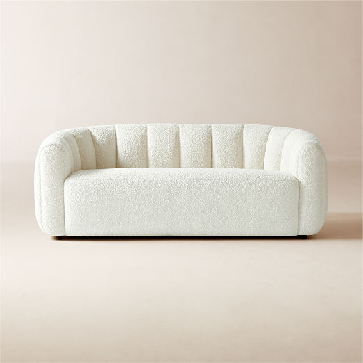 Fitz 72.5" Channeled White Boucle Loveseat