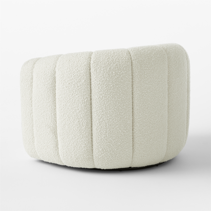 Fitz Channeled White Boucle Swivel Chair - image 7 of 14