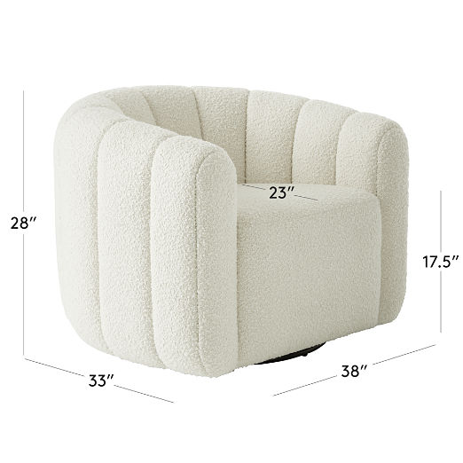 Fitz Channeled White Boucle Swivel Chair