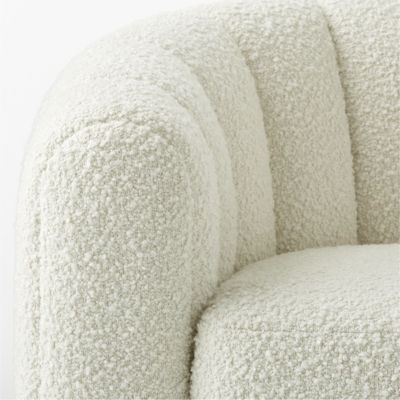 Fitz Channeled White Boucle Swivel Chair - image 8 of 14