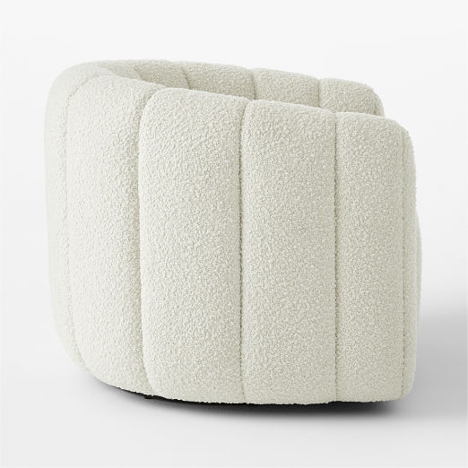 Fitz Channeled White Boucle Swivel Chair