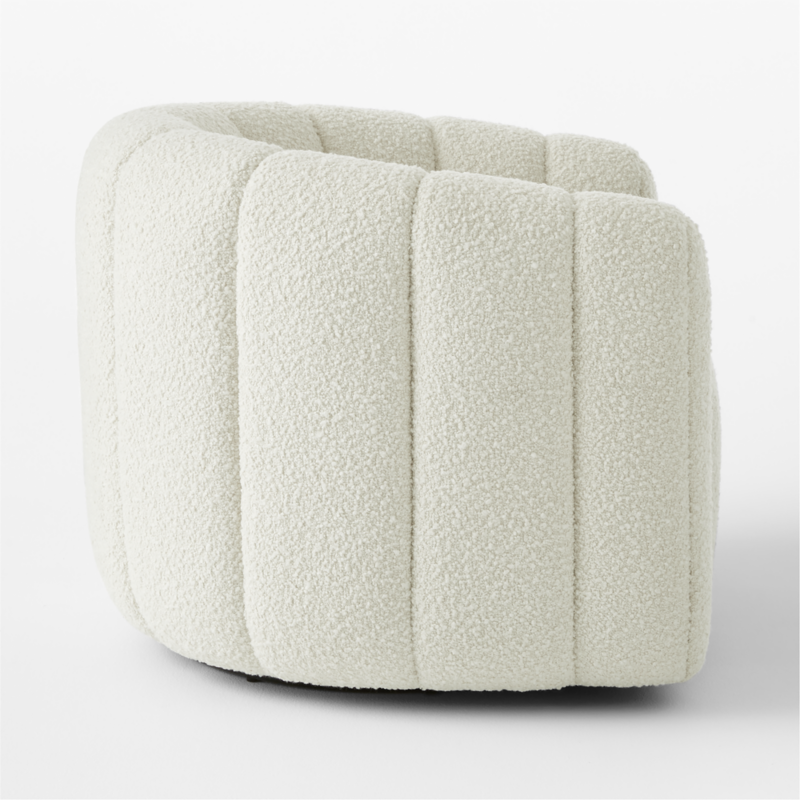 Fitz Channeled White Boucle Swivel Chair - image 6 of 14