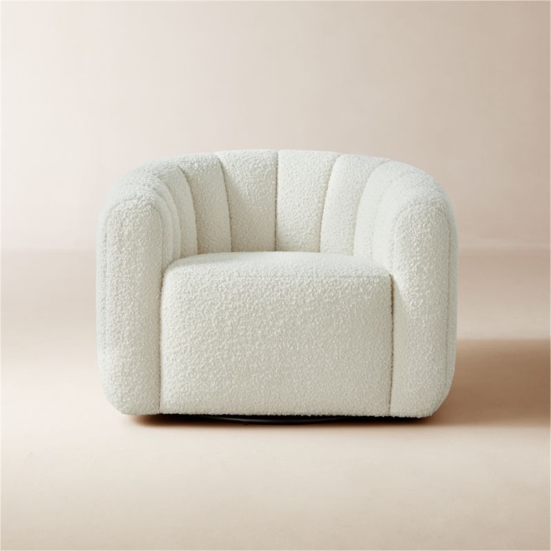 Fitz Channeled White Boucle Swivel Chair Set of 2 - image 0 of 7