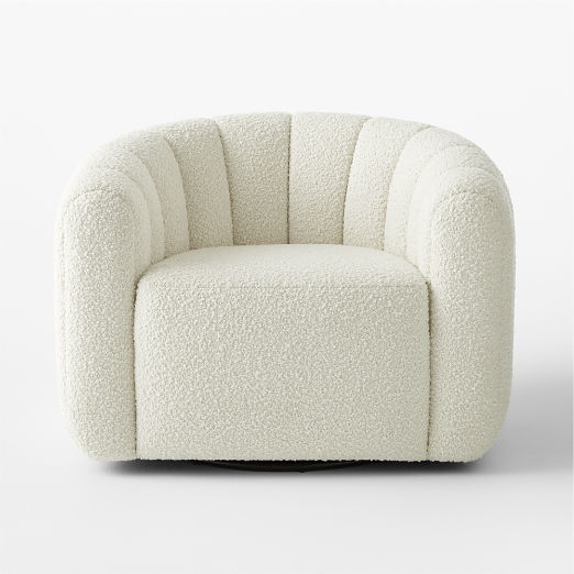 Fitz Channeled White Boucle Swivel Chair Set of 2