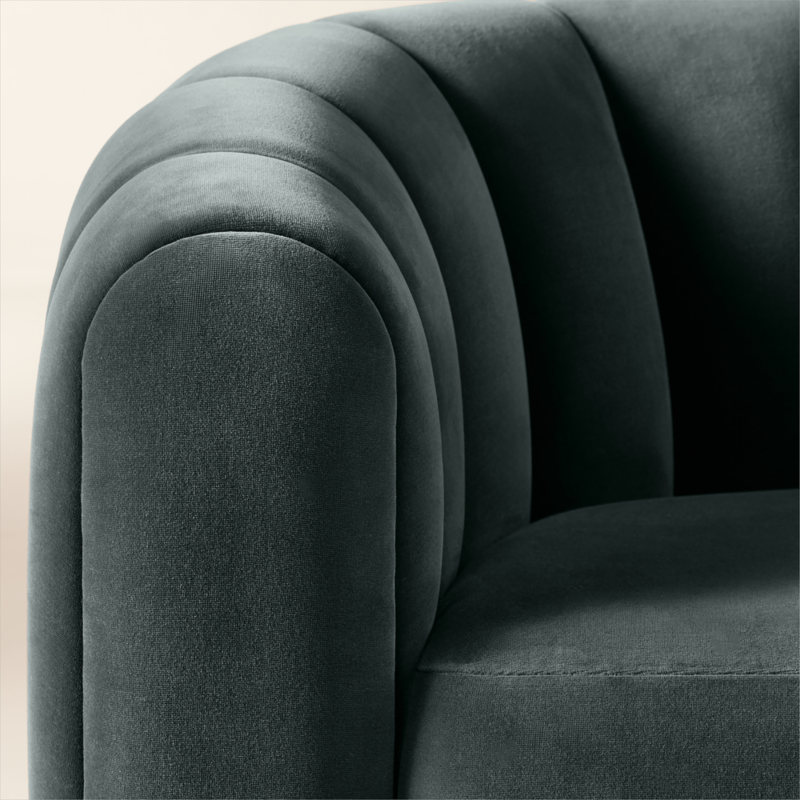 Fitz Channeled Denim Blue Velvet Swivel Chair - image 7 of 15