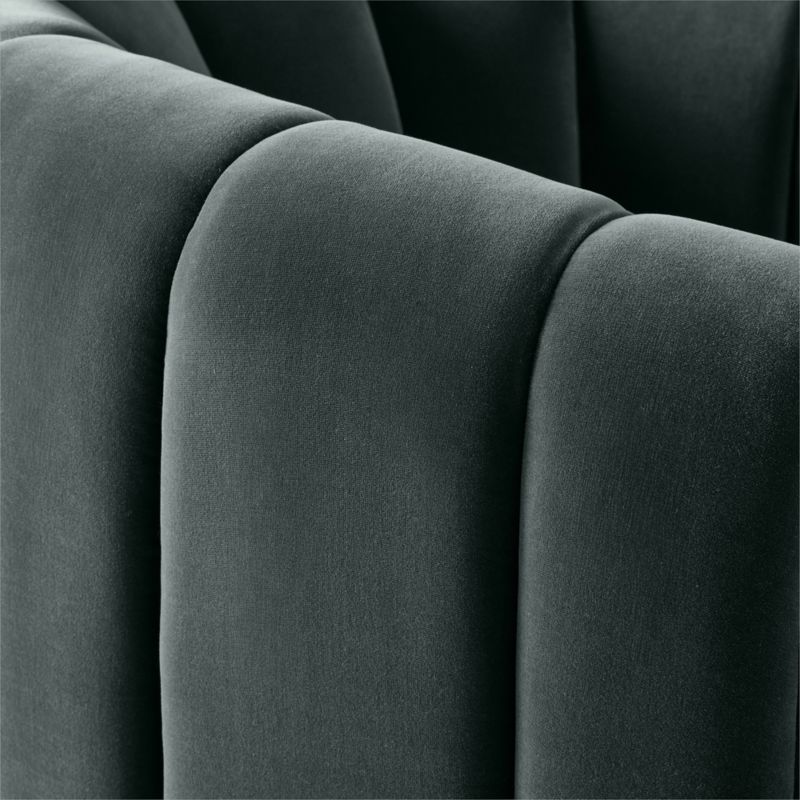 Fitz Channeled Denim Blue Velvet Swivel Chair - image 9 of 10