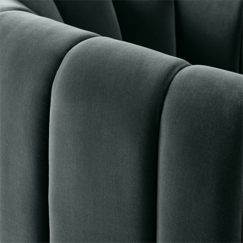 Fitz Channeled Denim Blue Velvet Swivel Chair - image 8 of 15