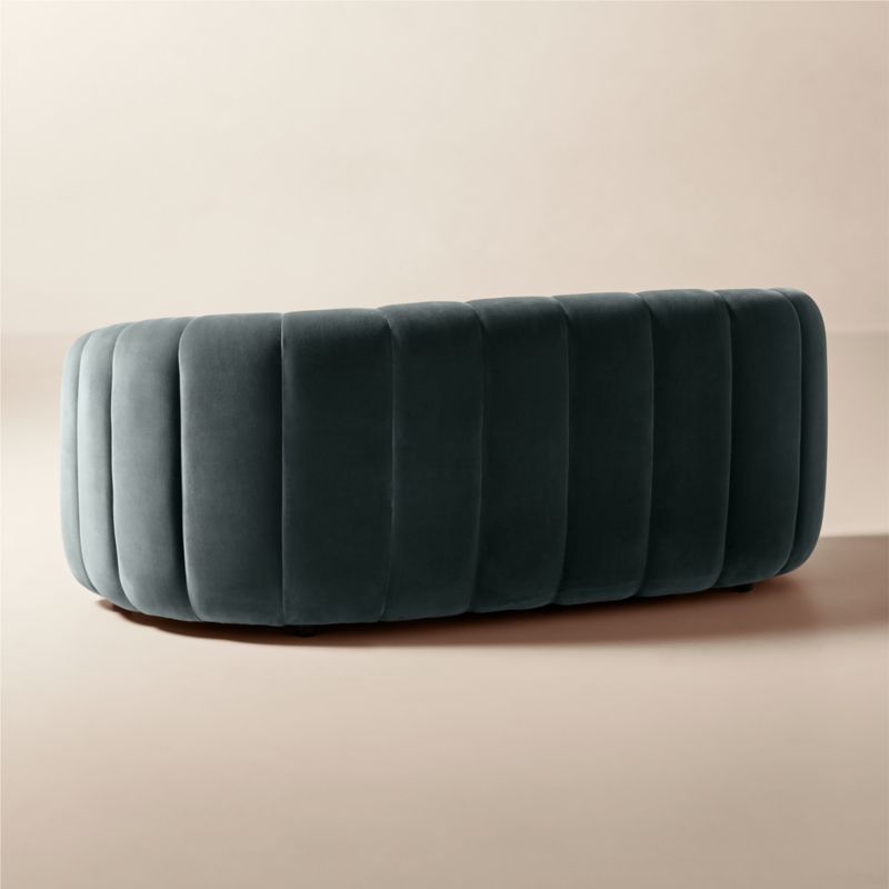 View Fitz 72.5" Channeled Denim Blue Velvet Loveseat - image 5 of 10