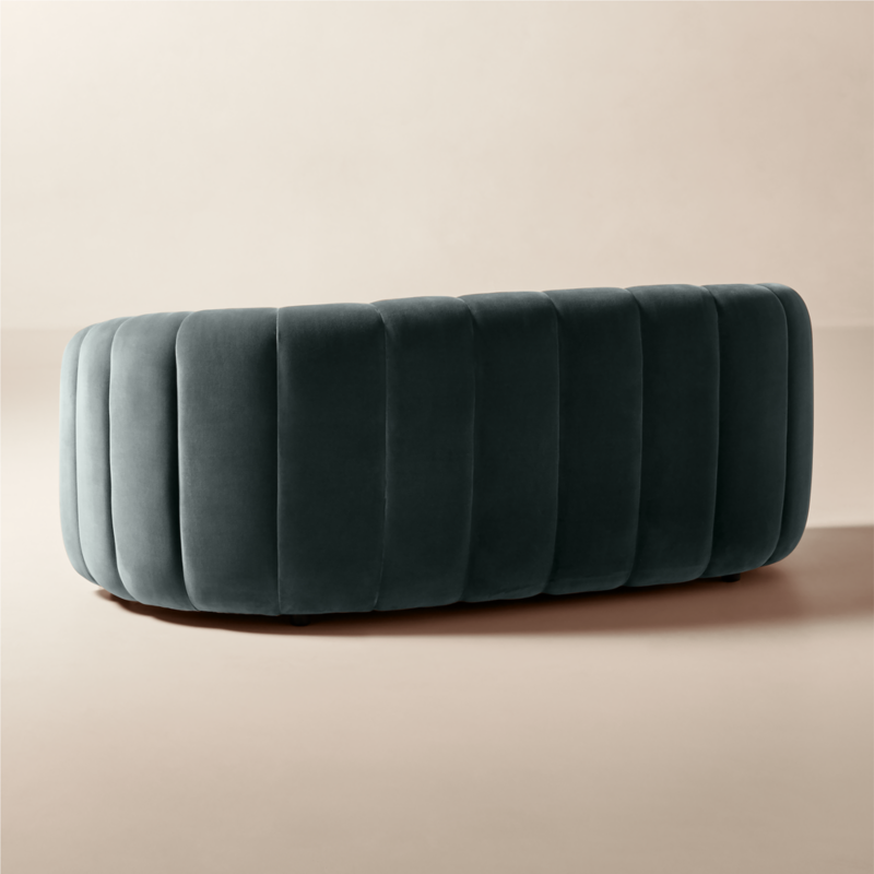 Fitz 72.5" Channeled Denim Blue Velvet Loveseat - image 4 of 10