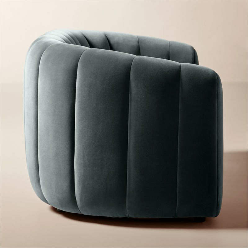 Fitz 72.5" Channeled Denim Blue Velvet Loveseat - image 3 of 10