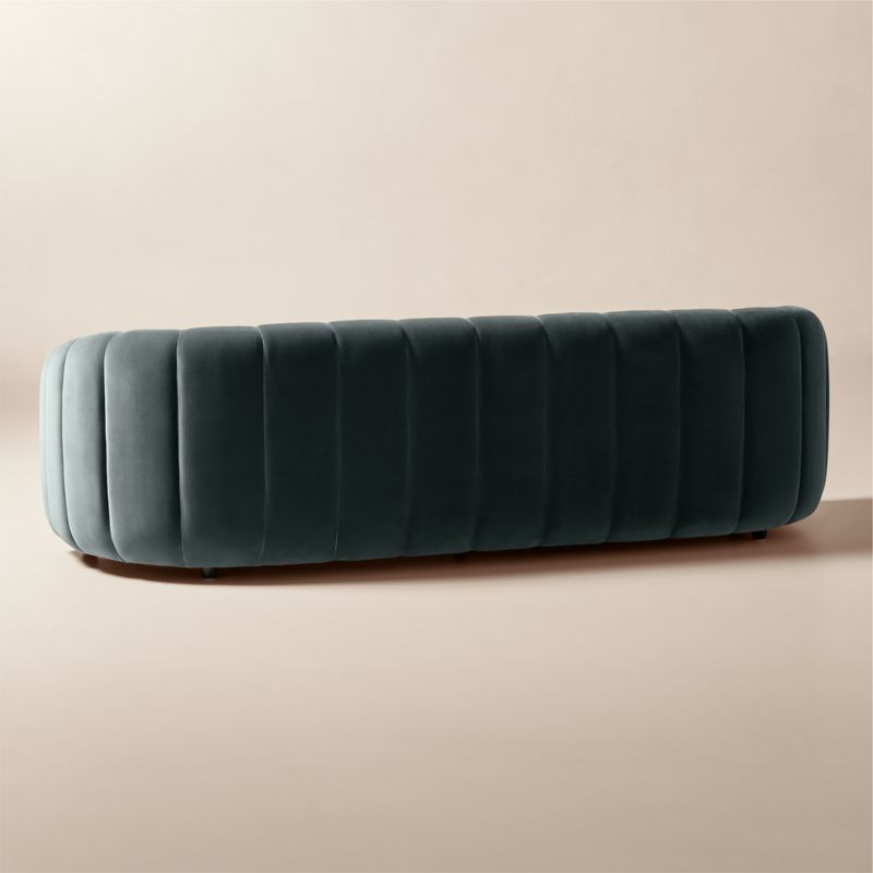 Fitz 97.5" Channeled Denim Blue Velvet Sofa - image 4 of 10
