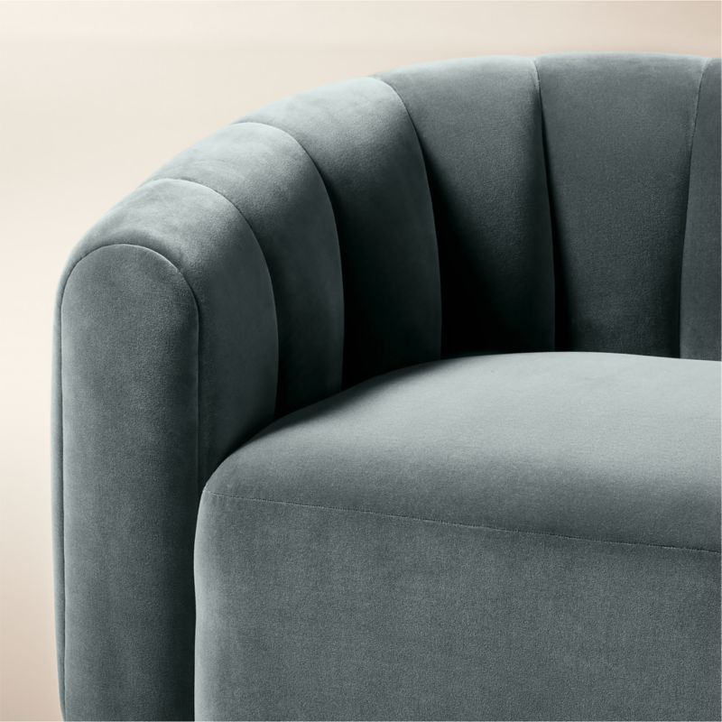 Fitz 97.5" Channeled Denim Blue Velvet Sofa - image 6 of 10