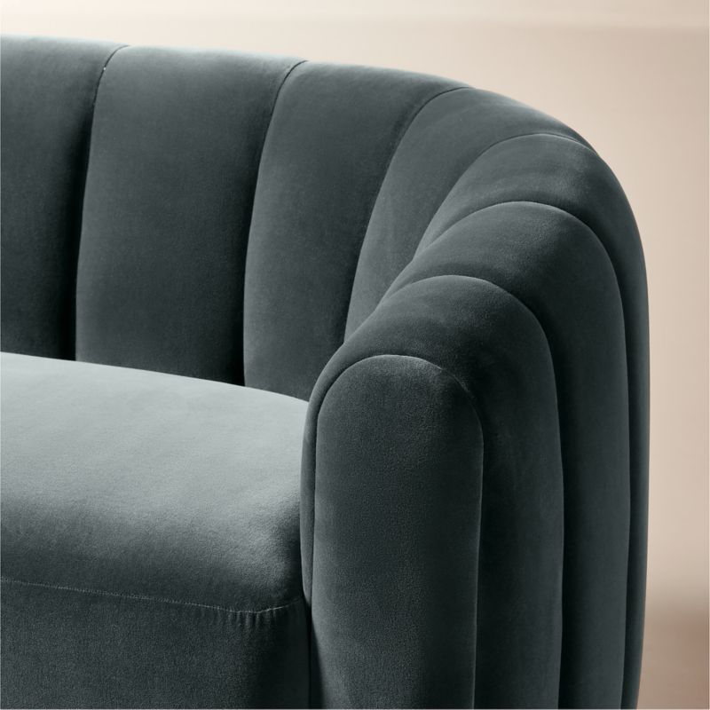 Fitz 97.5" Channeled Denim Blue Velvet Sofa - image 5 of 10