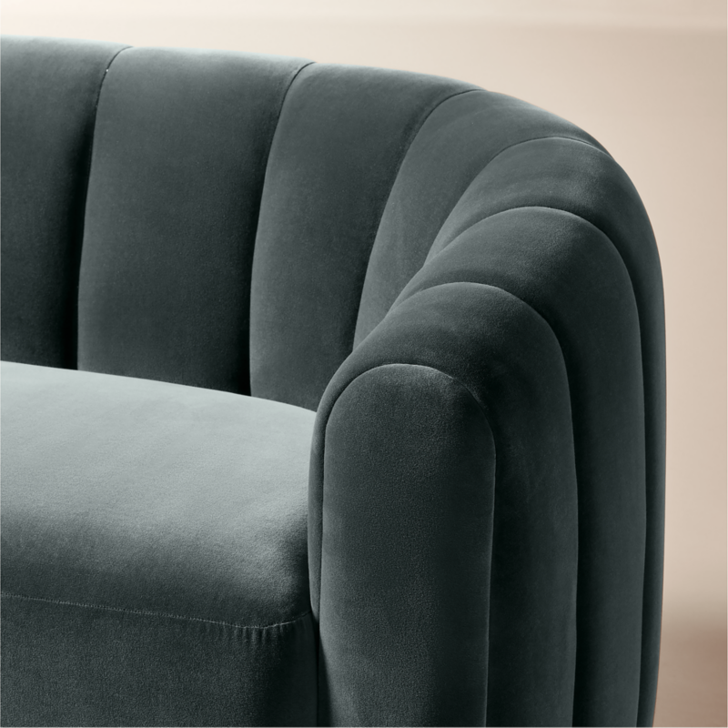 Fitz 72.5" Channeled Denim Blue Velvet Loveseat - image 5 of 10