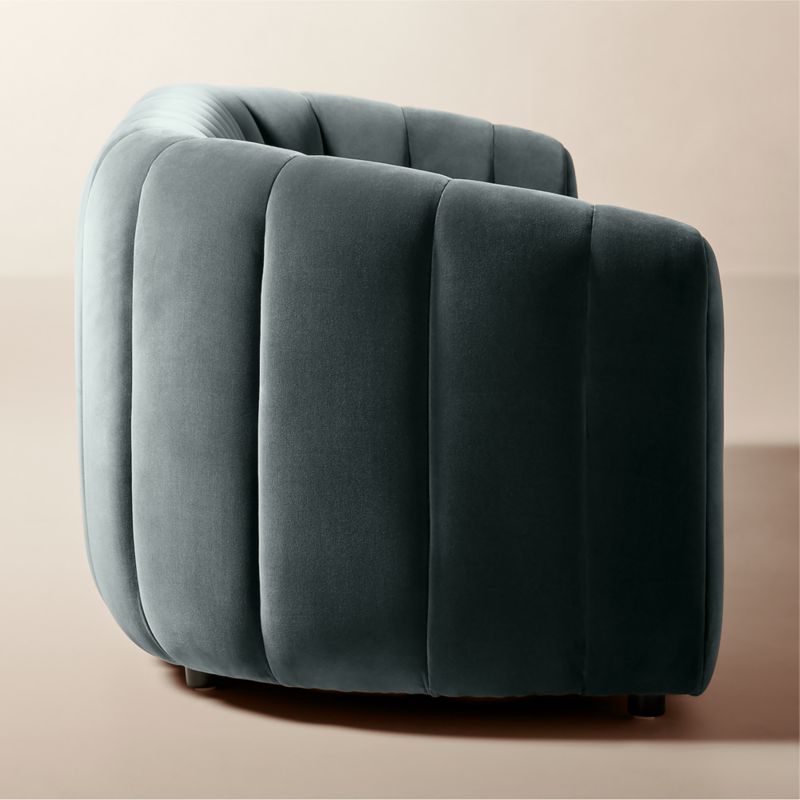 Fitz 97.5" Channeled Denim Blue Velvet Sofa - image 3 of 10
