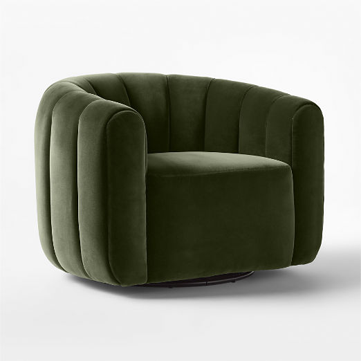 Fitz Channeled Green Velvet Swivel Chair Set of 2