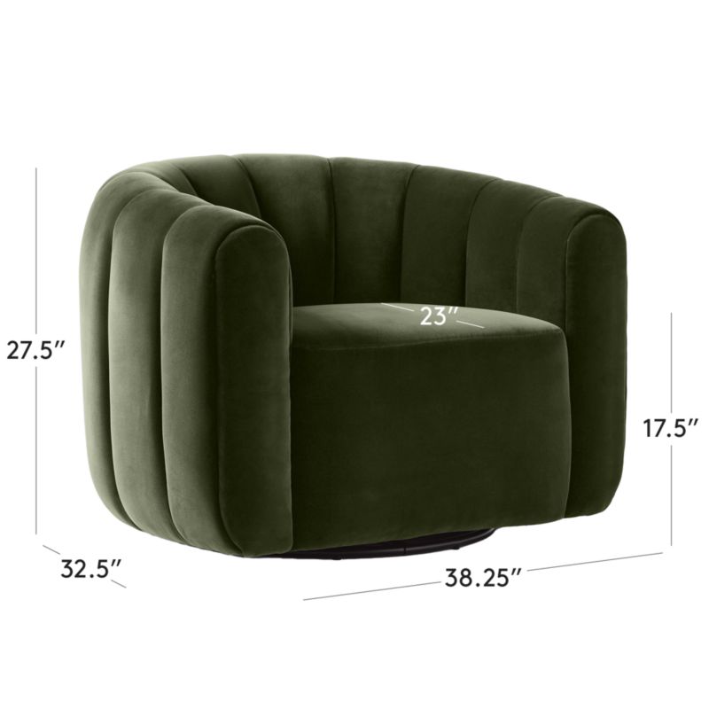 View Fitz Channeled Green Velvet Swivel Chair - image 3 of 15