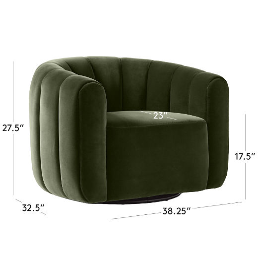 Fitz Channeled Green Velvet Swivel Chair Set of 2