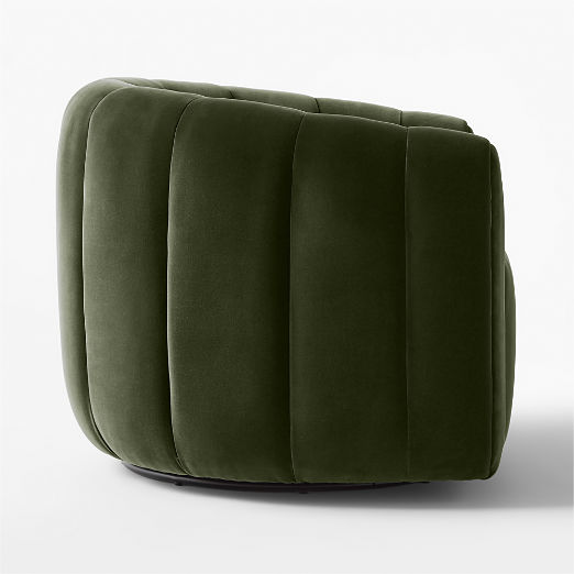 Fitz Channeled Green Velvet Swivel Chair Set of 2