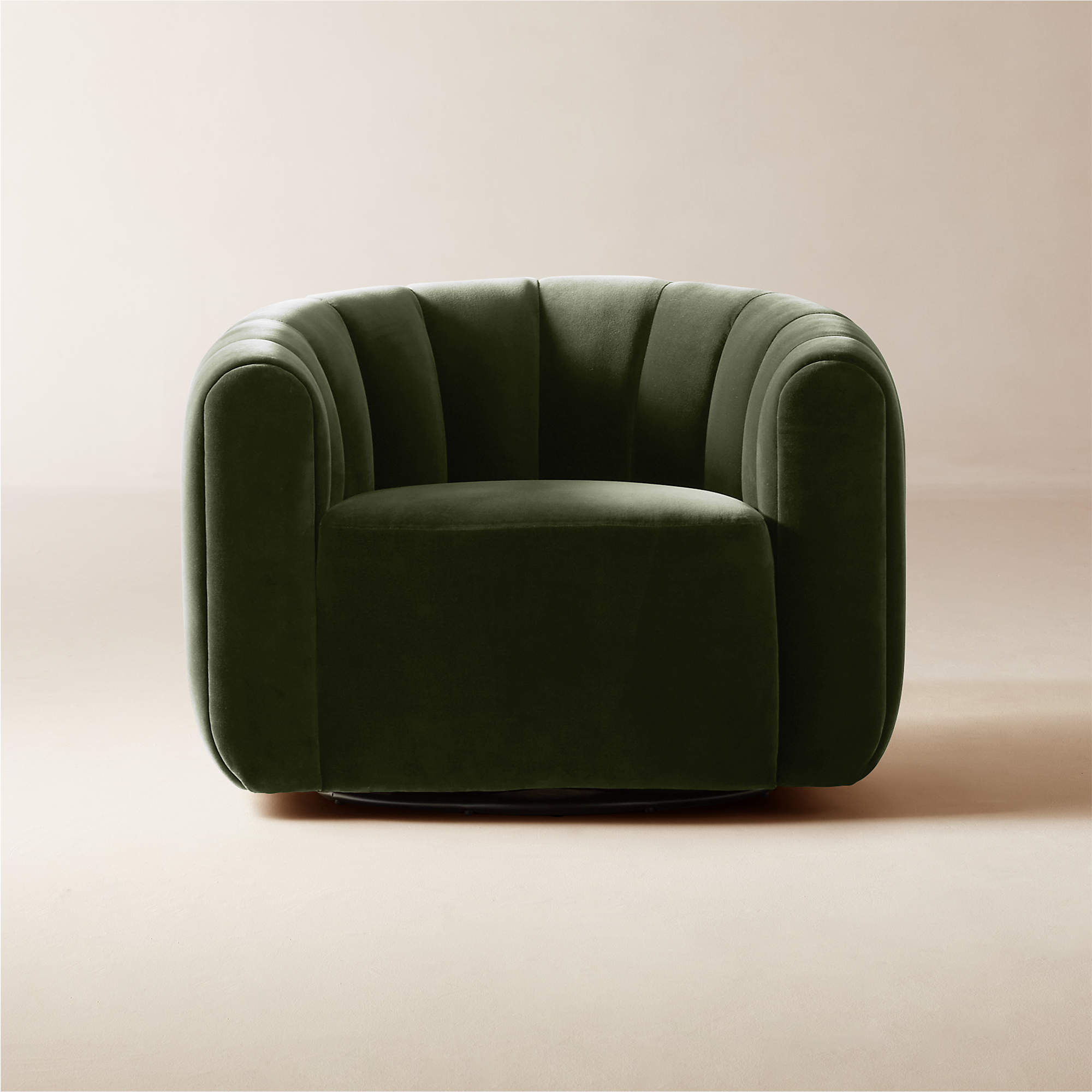 Fitz Modern Channeled Green Velvet Swivel Chair Reviews CB2 Canada   Fitz Green Velvet Swivel Chair 