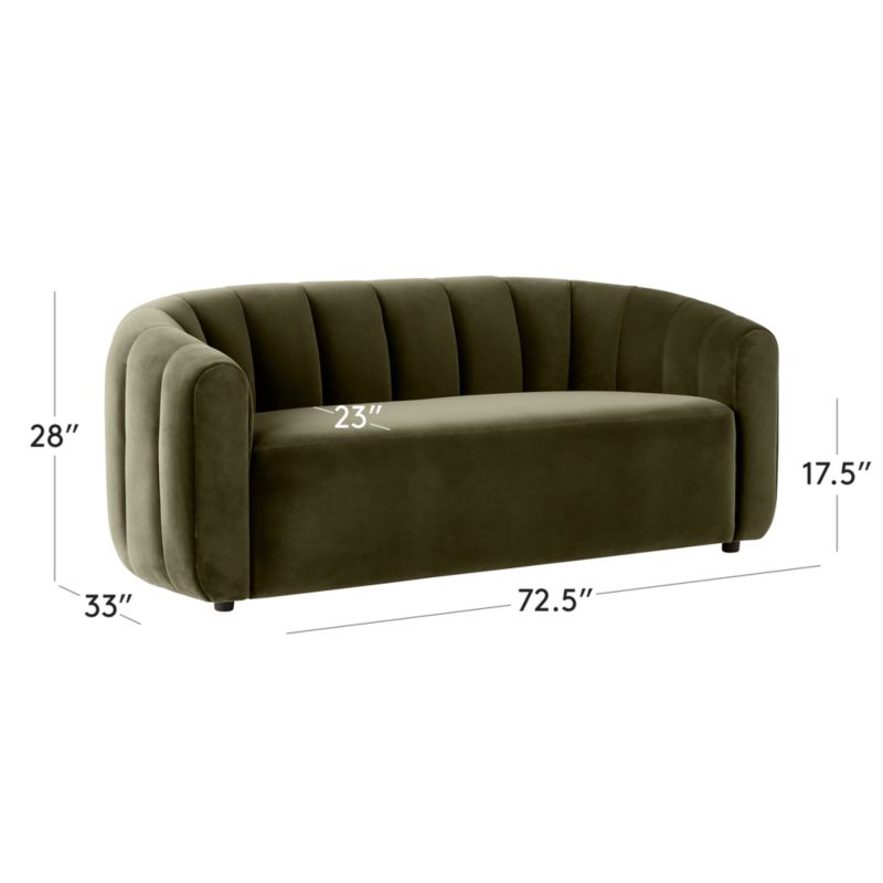 View Fitz 72.5" Channeled Green Velvet Loveseat - image 3 of 10