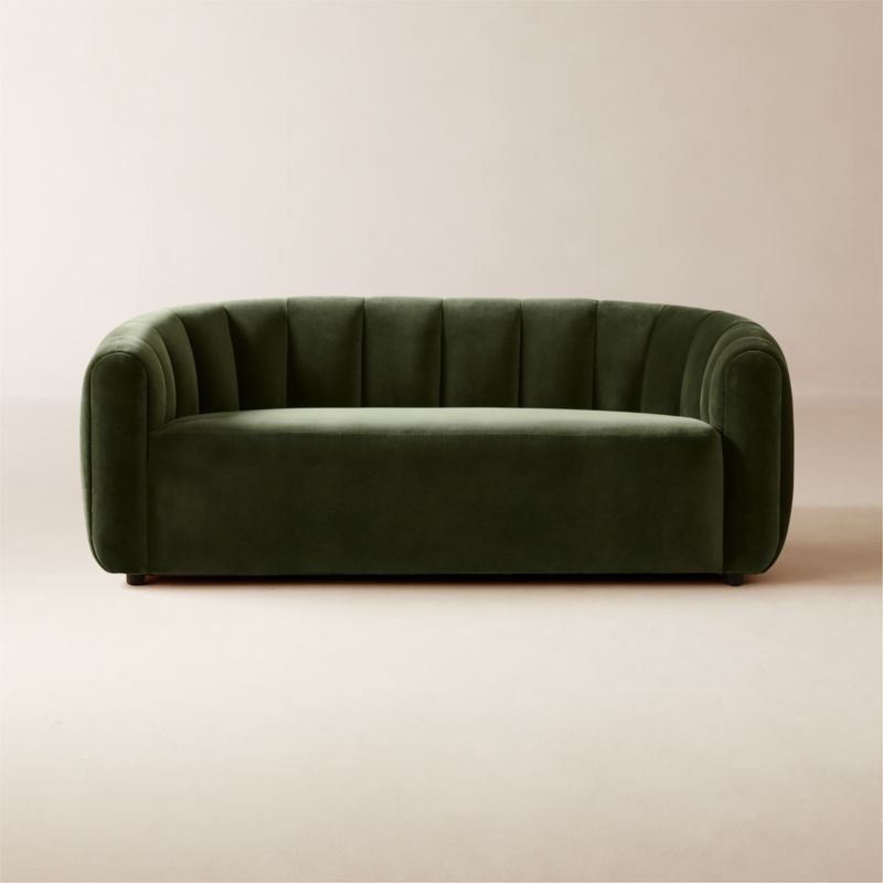 Fitz 72.5" Channeled Green Velvet Loveseat - image 0 of 9