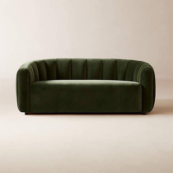 Fitz 72.5" Channeled Green Velvet Loveseat