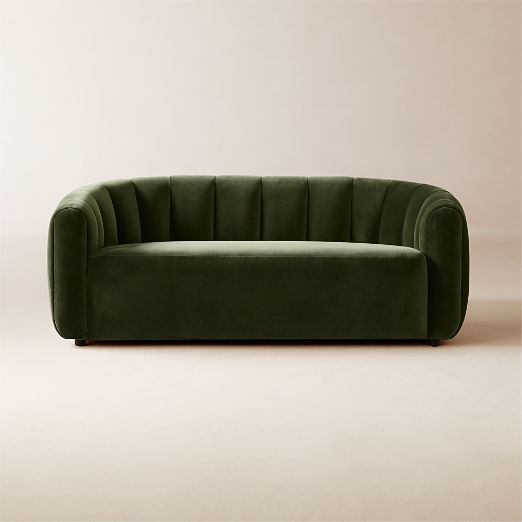 Fitz Channeled Green Velvet Sofa (72.5"-98")