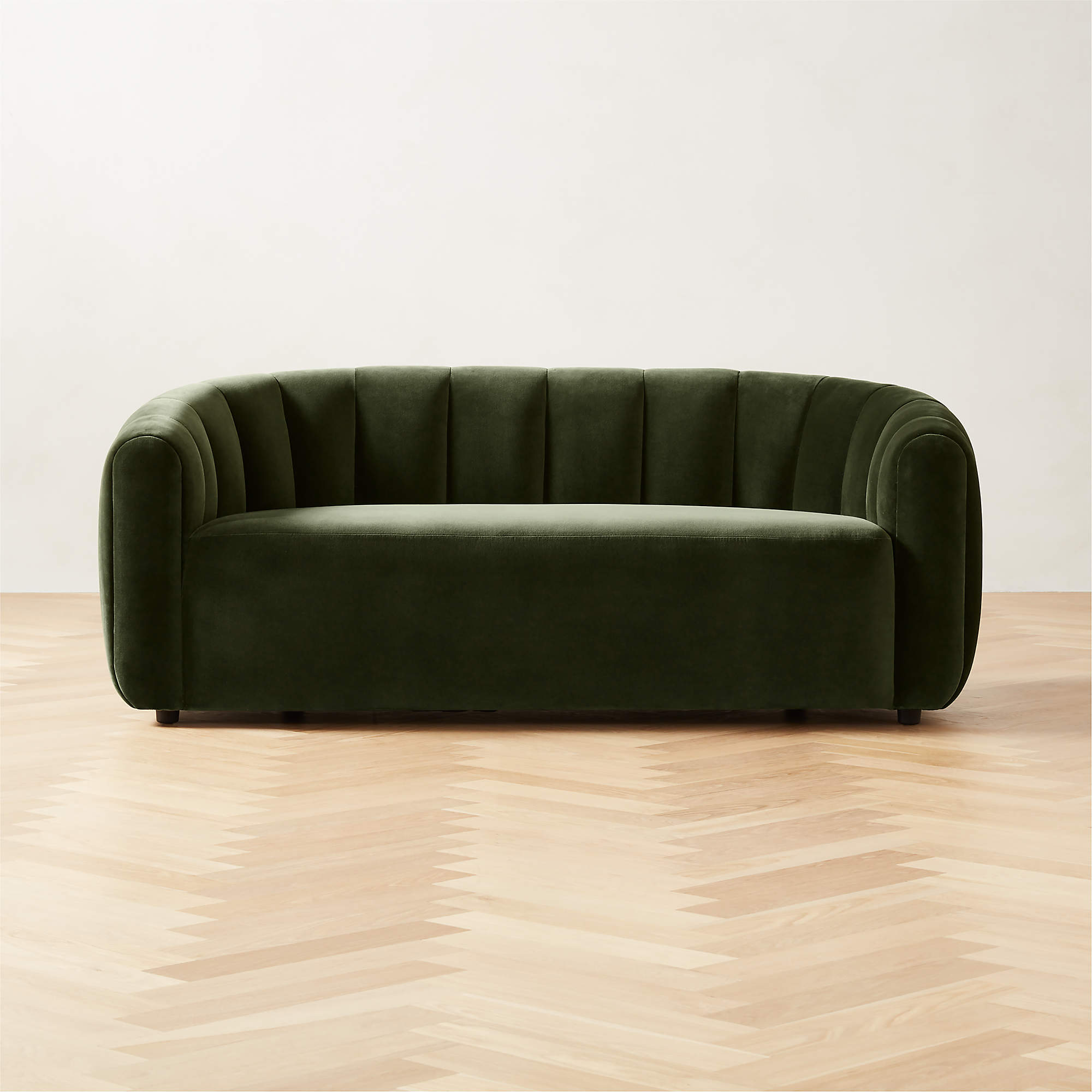 Fitz Modern Channeled Green Velvet Loveseat + Reviews CB2 Canada