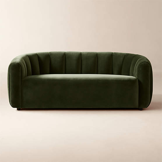 Fitz 72.5" Channeled Green Velvet Loveseat