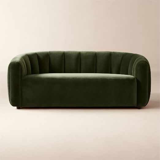 Fitz 72.5" Channeled Green Velvet Loveseat