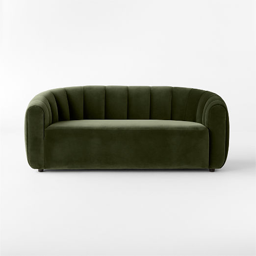 Fitz 72.5" Channeled Green Velvet Loveseat