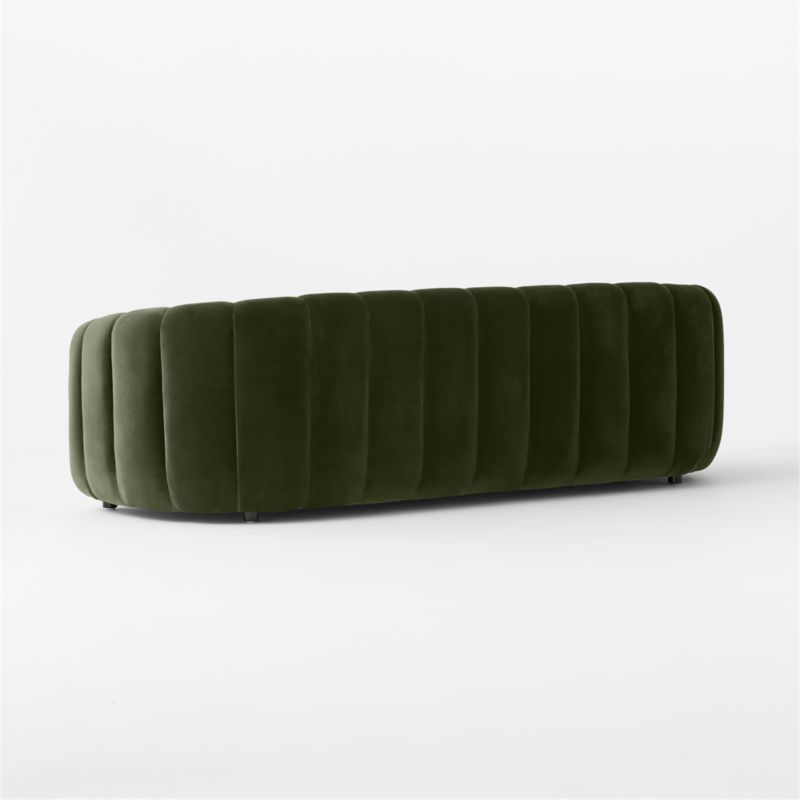 Fitz 98" Channeled Green Velvet Sofa - image 6 of 9